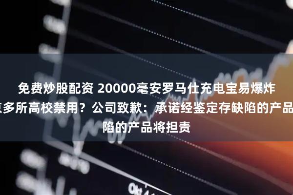 免费炒股配资 20000毫安罗马仕充电宝易爆炸 被北京多所高校禁用？公司致歉：承诺经鉴定存缺陷的产品将担责